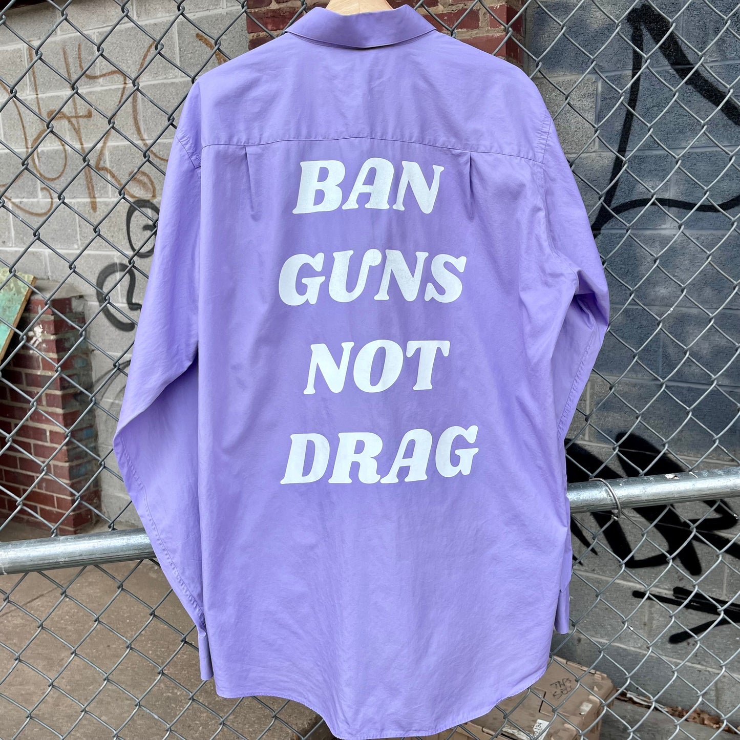Cool Tones Ban Guns Not Drag Upcycled Button Down