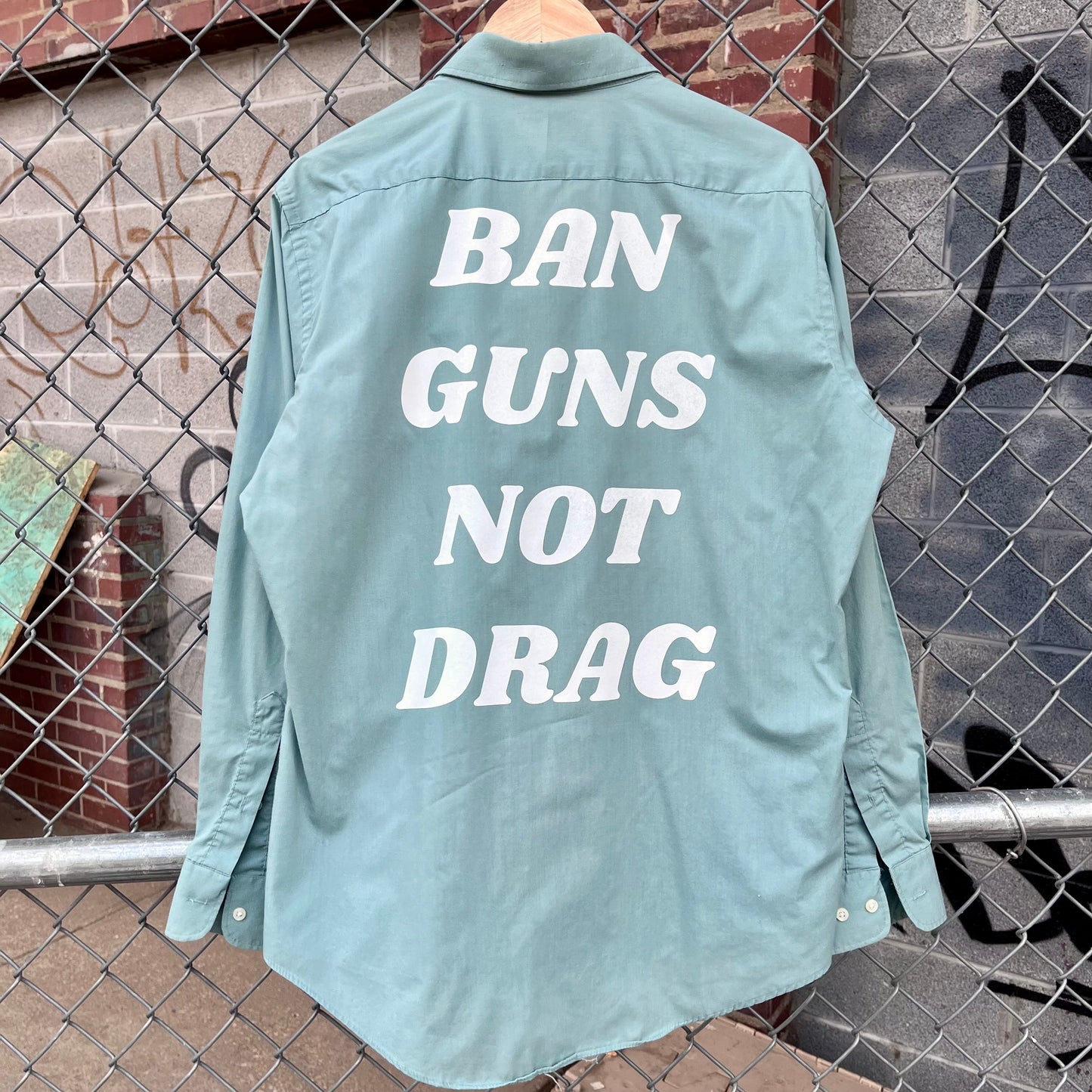 Cool Tones Ban Guns Not Drag Upcycled Button Down