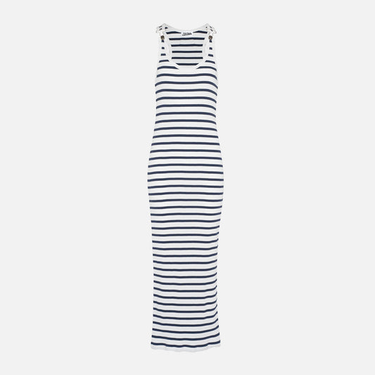 Jean Paul Gaultier Ribbed Mariniere Long Dress - White