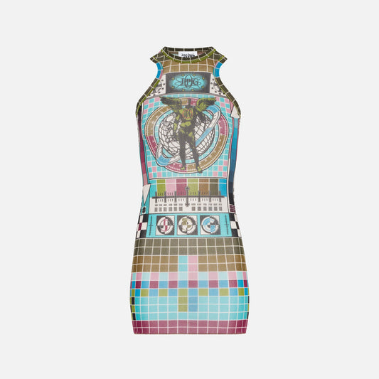 Jean Paul Gaultier Mesh Tank Top Short Dress - Printed Mire