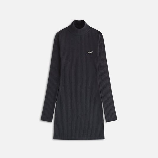 Kith Women Brier Pointelle Turtleneck Mini Dress - Black