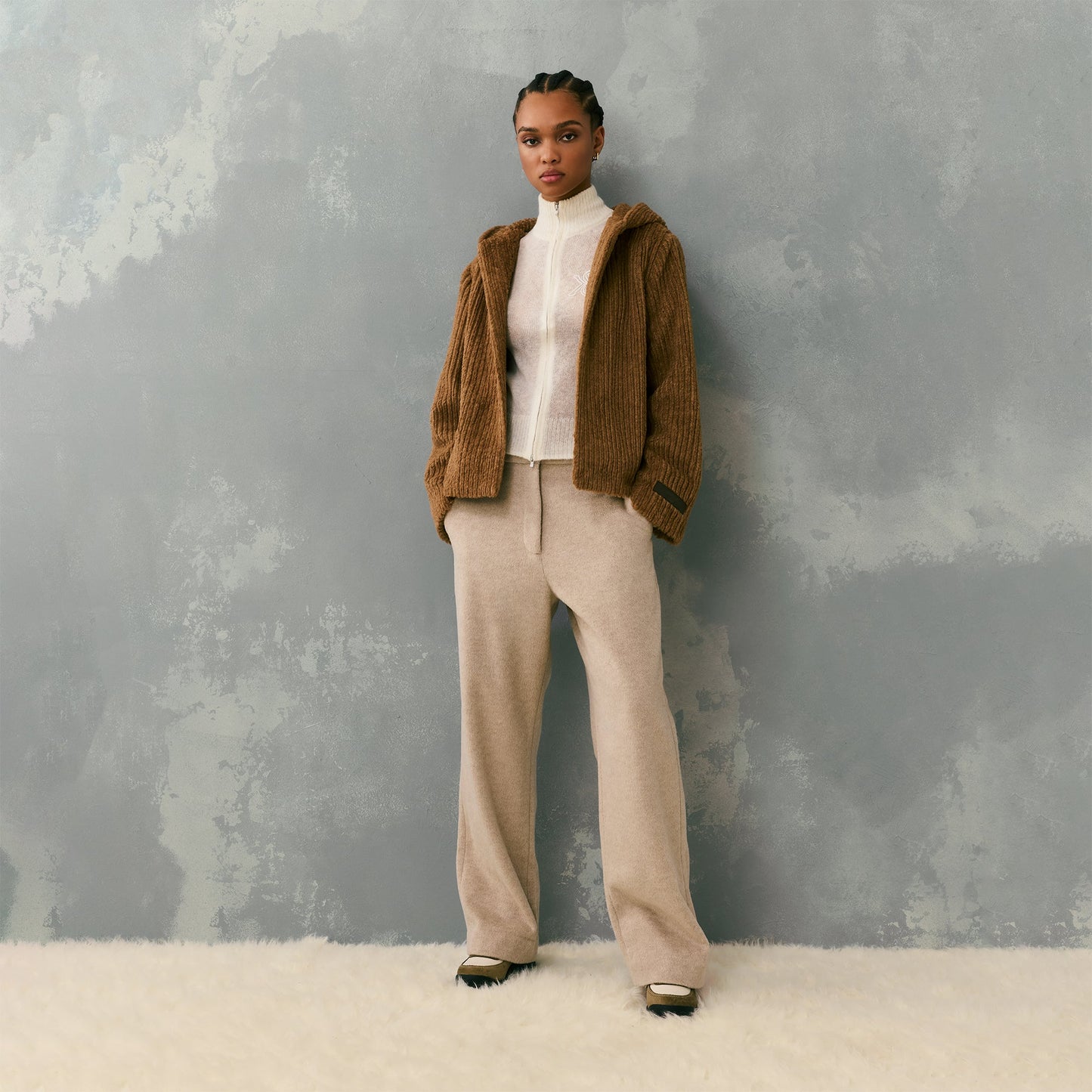 Kith Women Harlyn Hooded Fur Jacket - Millet