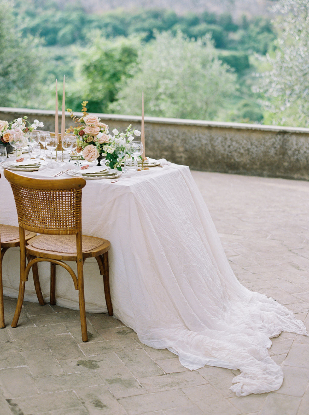 Wedding Head Table / Sheer Silk Table Overlay {Antique White}