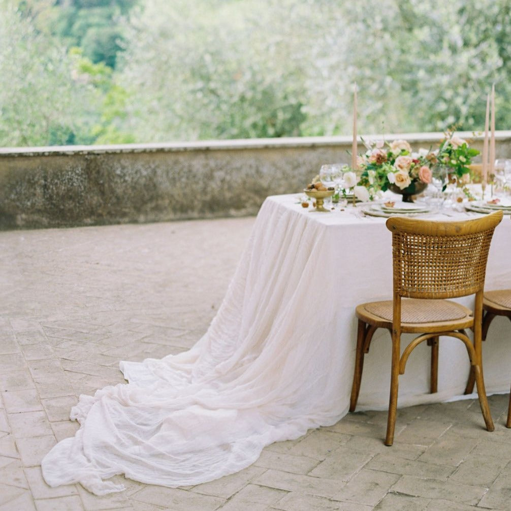 Wedding Head Table / Sheer Silk Table Overlay {Antique White}