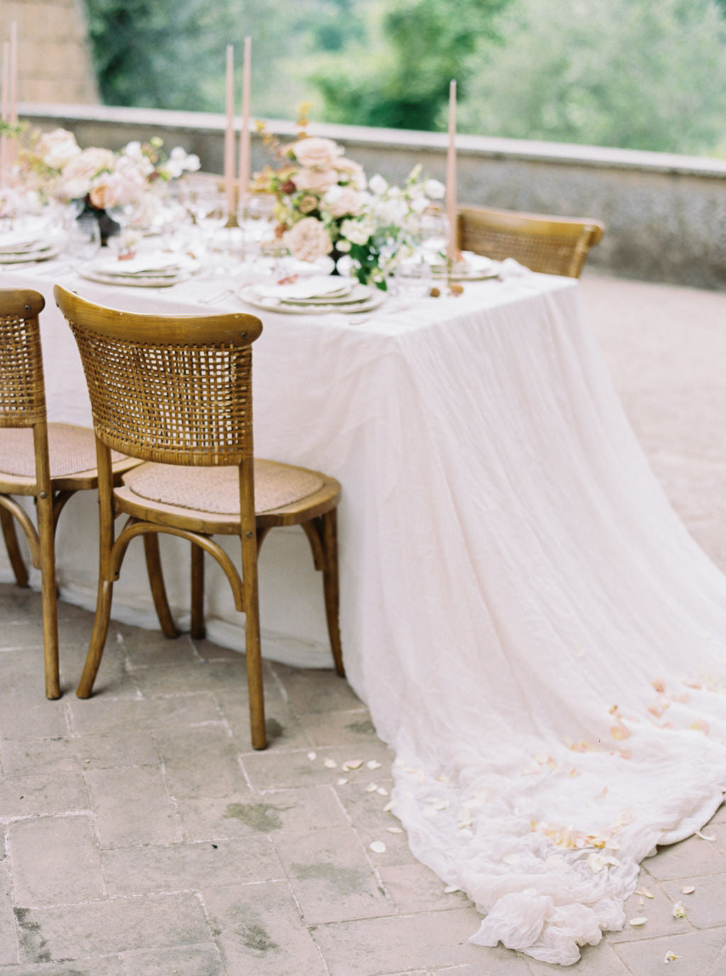 Wedding Head Table / Sheer Silk Table Overlay {Antique White}