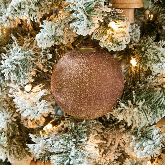 4" Textured Cinnamon Glass Ornament, Set of 4