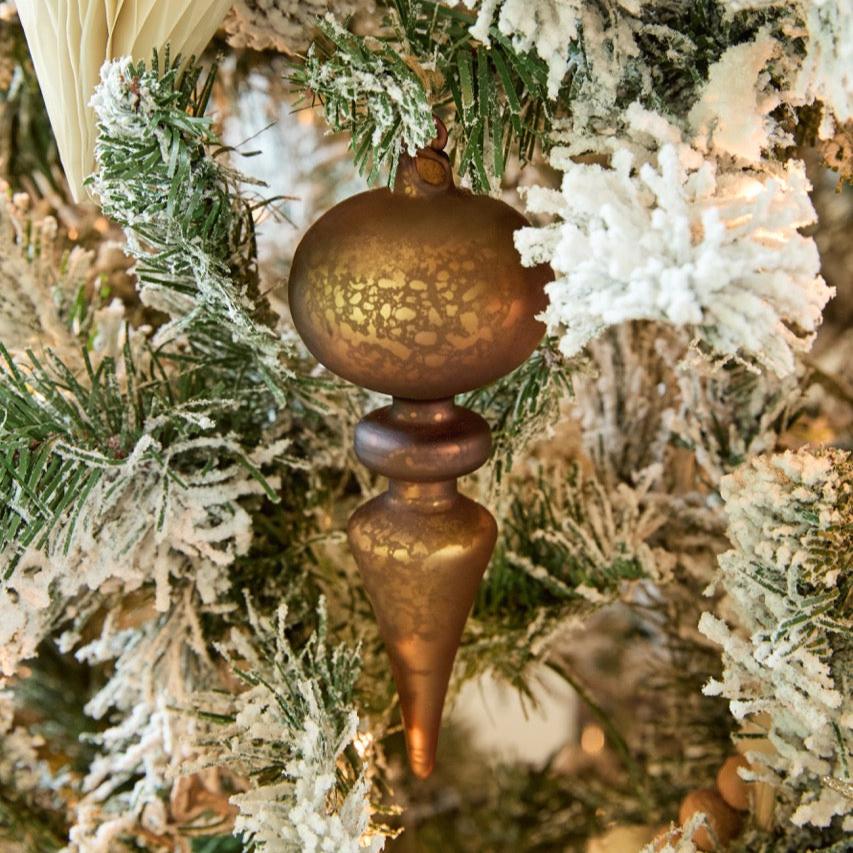 Mixed Metals Neutral Palette Glass Finial Ornament, Set Of 4