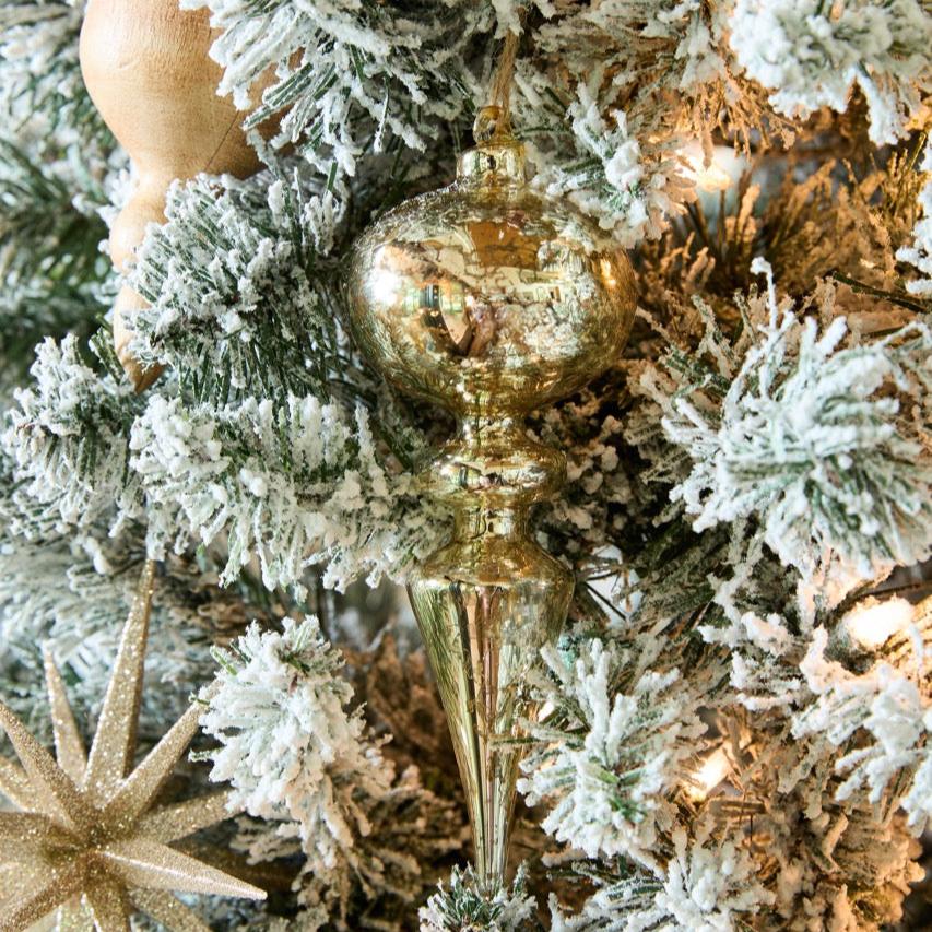 Mixed Metals Neutral Palette Glass Finial Ornament, Set Of 4