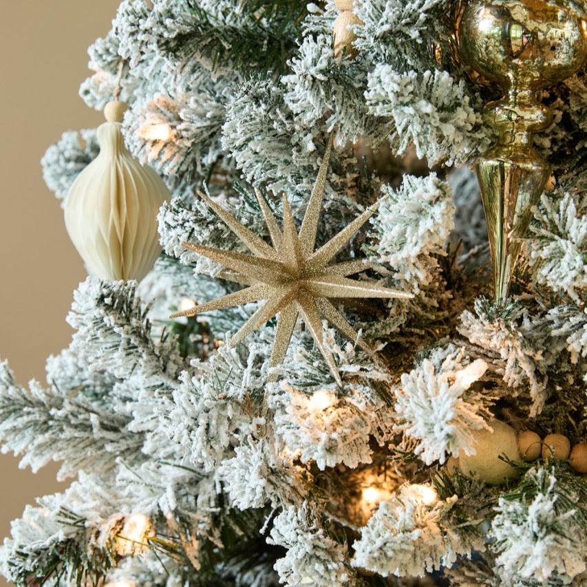 6" Gold Glitter Starburst Ornament, Set of 4