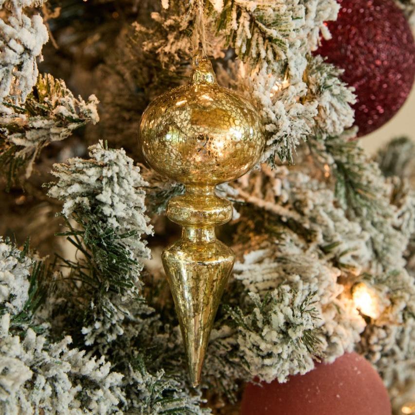 Mixed Metals Neutral Palette Glass Finial Ornament, Set Of 4