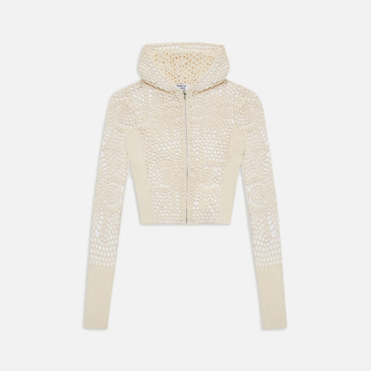 Frankies Bikinis Lyla Crochet Hoodie - White