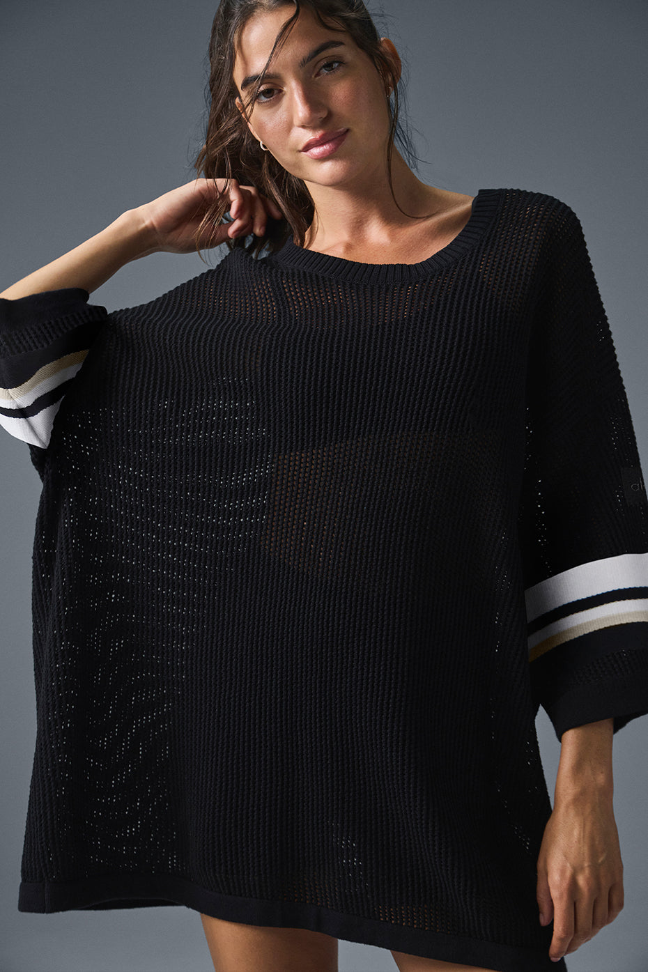 Open Knit Playoff Jersey - Black/Bone