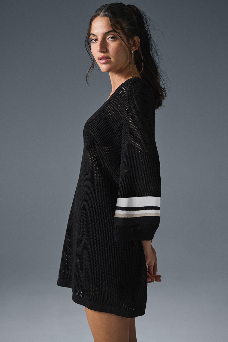 Open Knit Playoff Jersey - Black/Bone