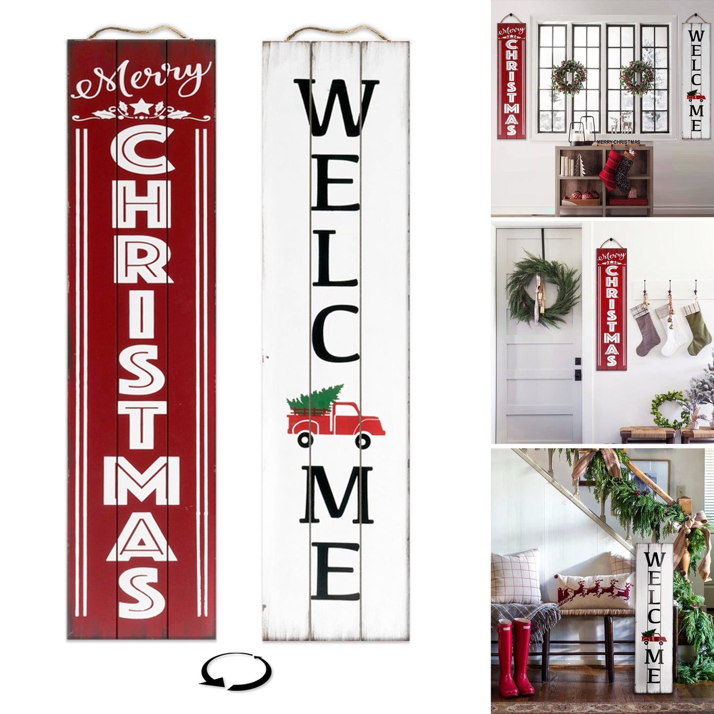 Merry Christmas Reversible Porch Sign