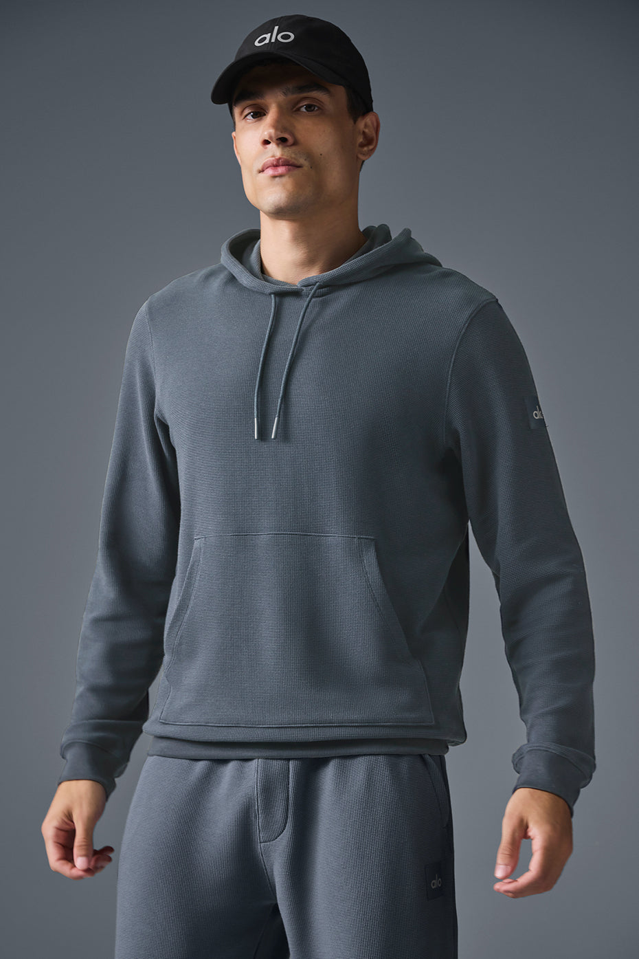 Micro Waffle Fast Break Hoodie - Steel Grey