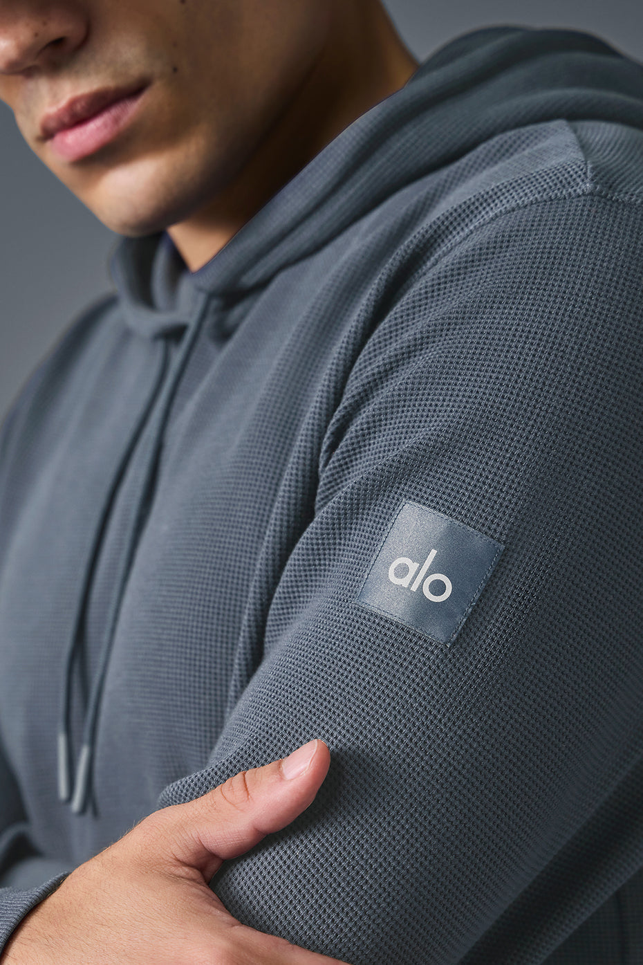 Micro Waffle Fast Break Hoodie - Steel Grey