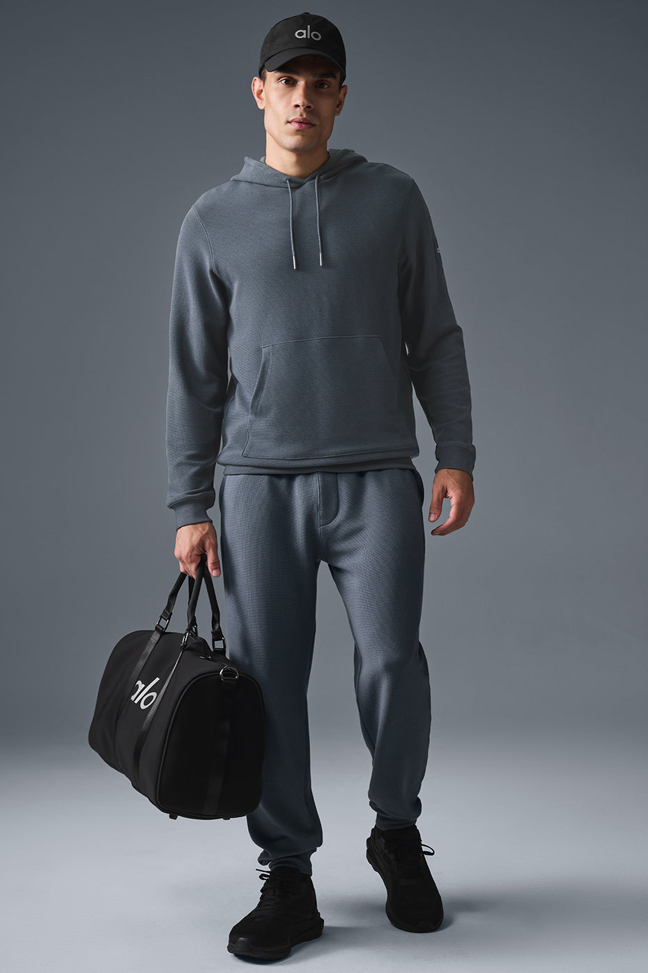 Micro Waffle Fast Break Hoodie - Steel Grey