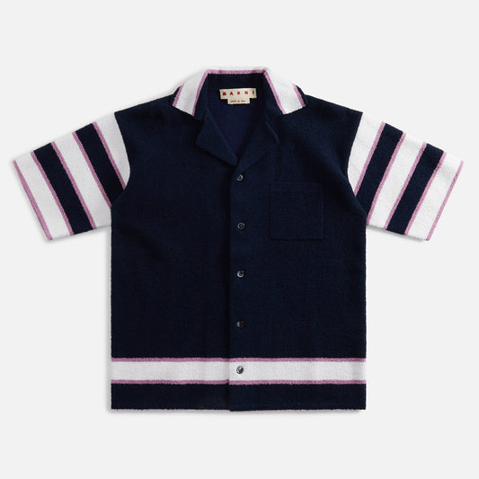 Marni Beach Textured Cotton Shirt – Ink