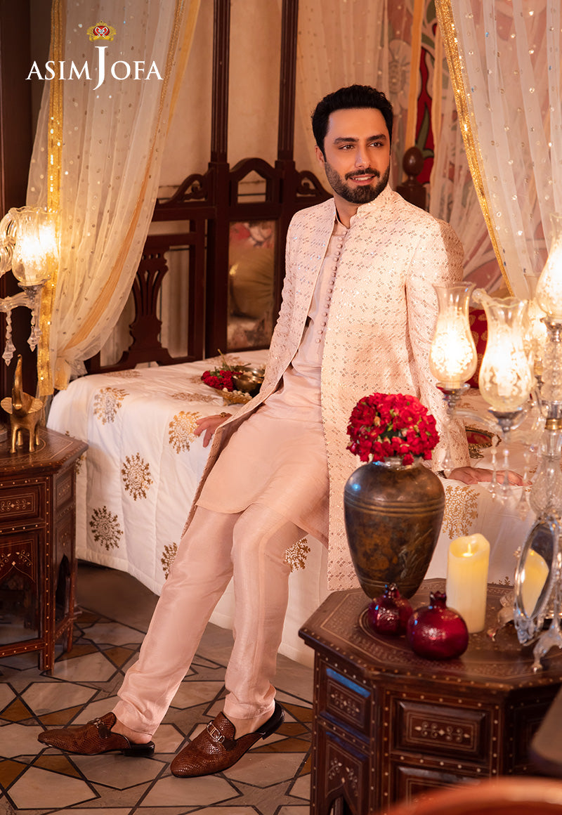 AJMS-14 EMBROIDERED INDIAN RAW SILK 3 PCS