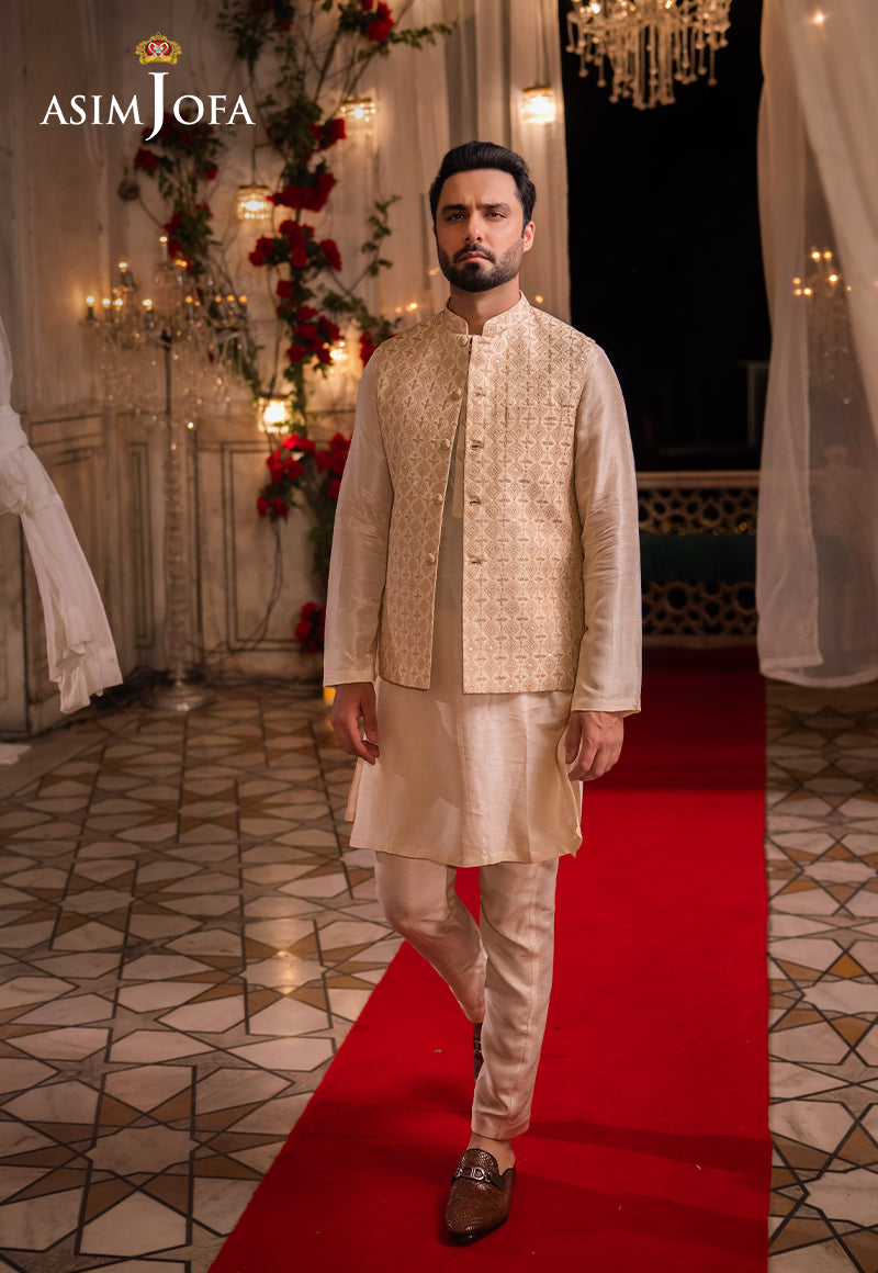 AJMS-15 EMBROIDERED INDIAN RAW SILK 3 PCS