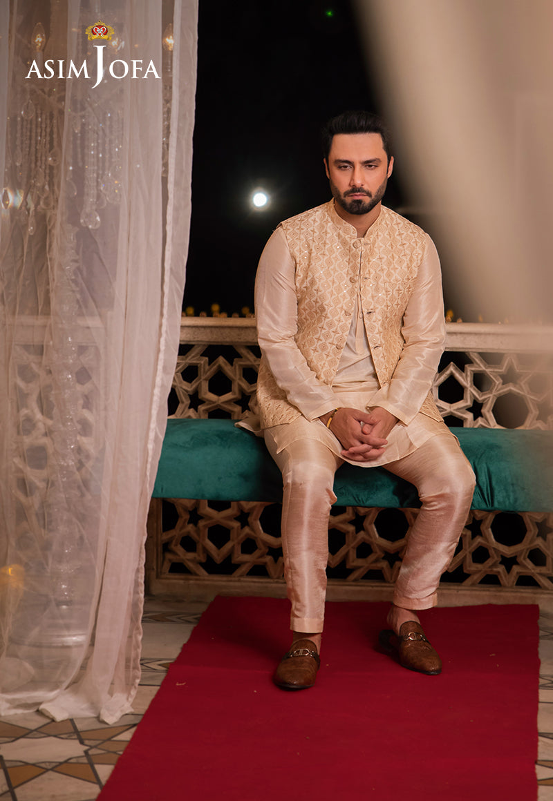 AJMS-15 EMBROIDERED INDIAN RAW SILK 3 PCS