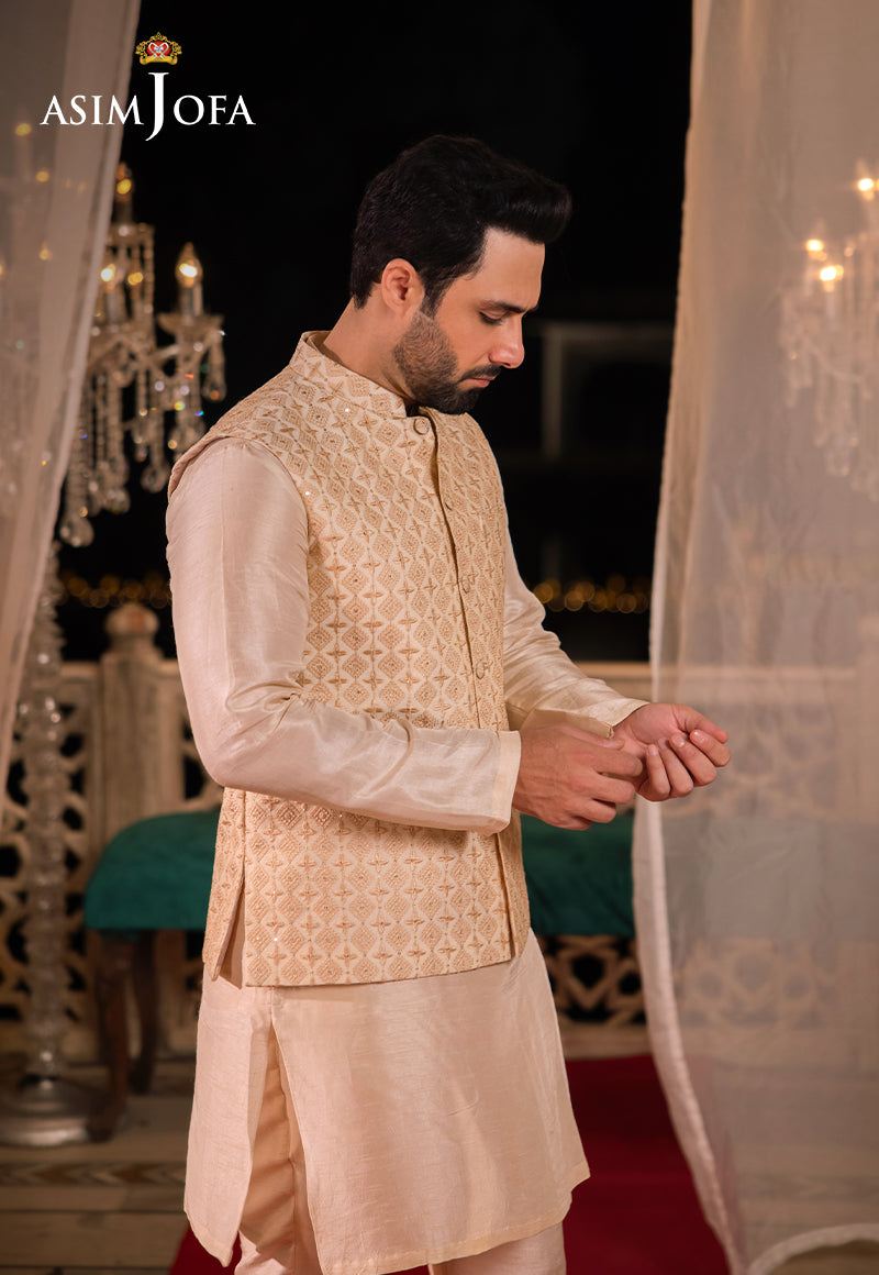 AJMS-15 EMBROIDERED INDIAN RAW SILK 3 PCS