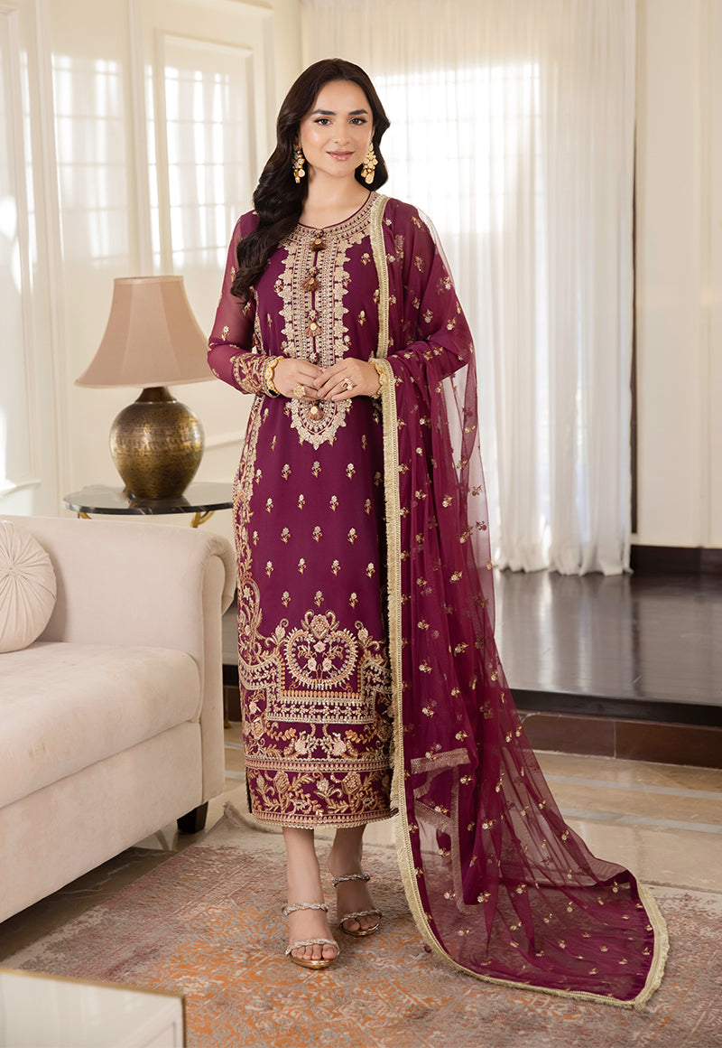 AJSM-47 EMBROIDERED CHIFFON GEORGETTE 3 PCS