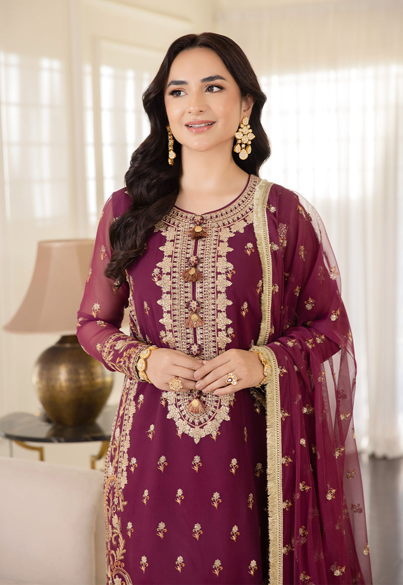 AJSM-47 EMBROIDERED CHIFFON GEORGETTE 3 PCS