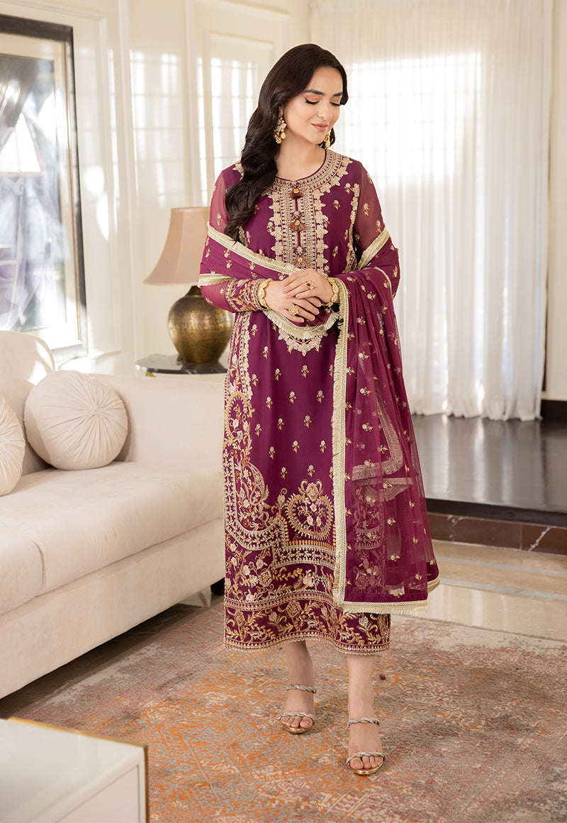 AJSM-47 EMBROIDERED CHIFFON GEORGETTE 3 PCS