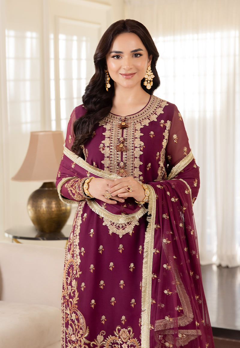 AJSM-47 EMBROIDERED CHIFFON GEORGETTE 3 PCS