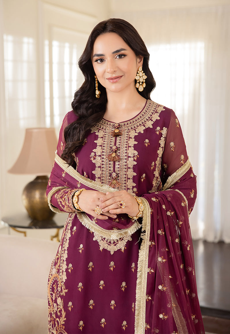 AJSM-47 EMBROIDERED CHIFFON GEORGETTE 3 PCS