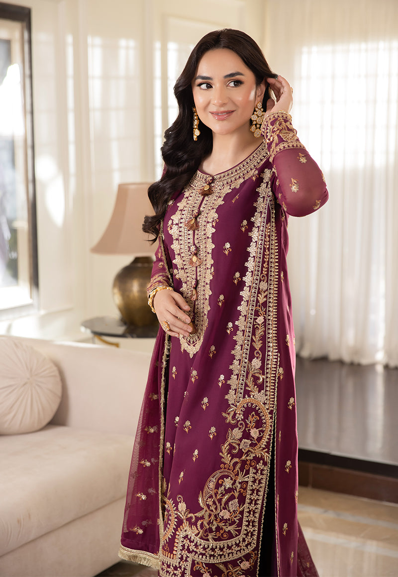 AJSM-47 EMBROIDERED CHIFFON GEORGETTE 3 PCS