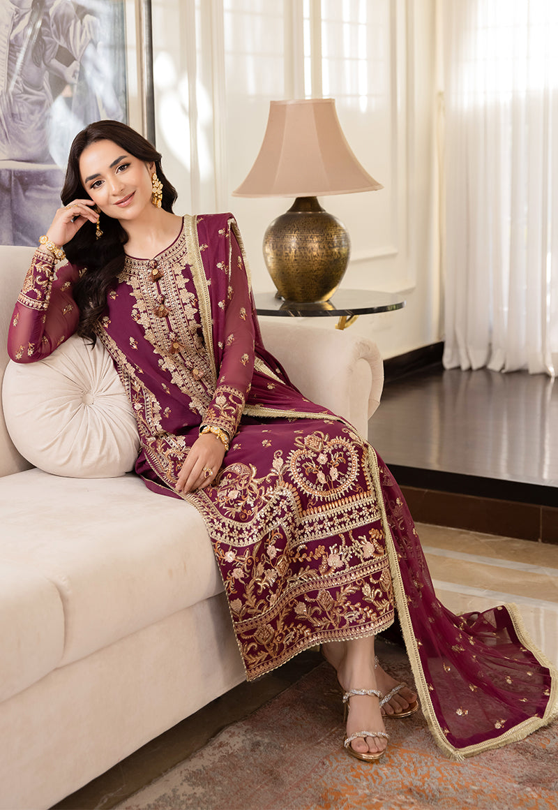 AJSM-47 EMBROIDERED CHIFFON GEORGETTE 3 PCS
