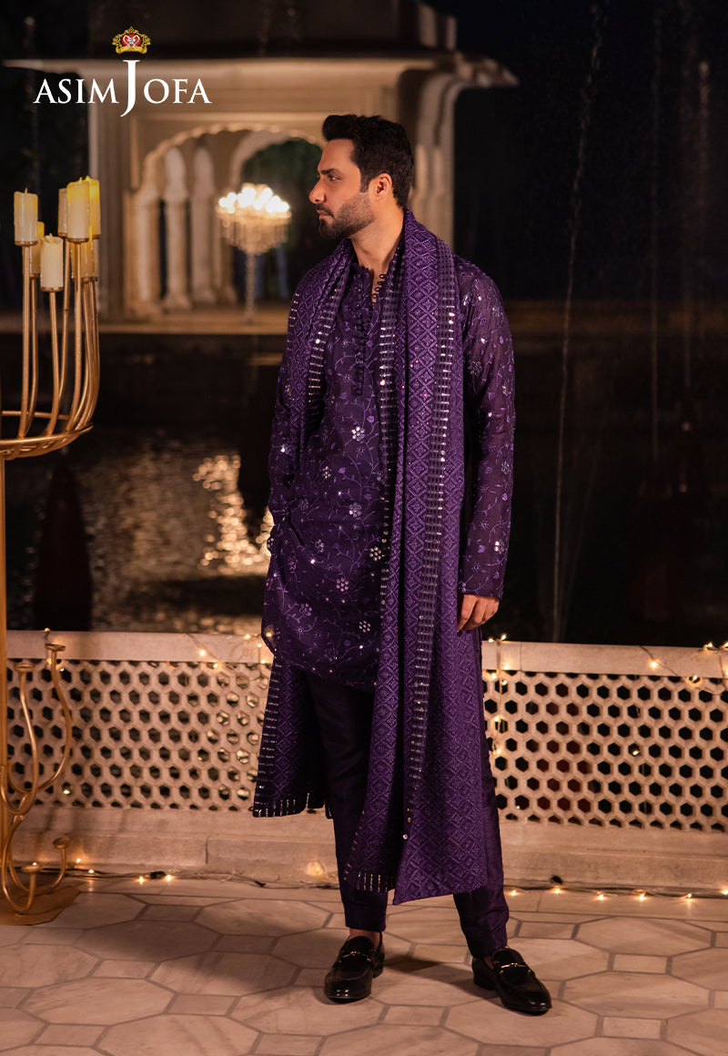 AJMS-13 EMBROIDERED KOREAN RAW SILK 3 PCS