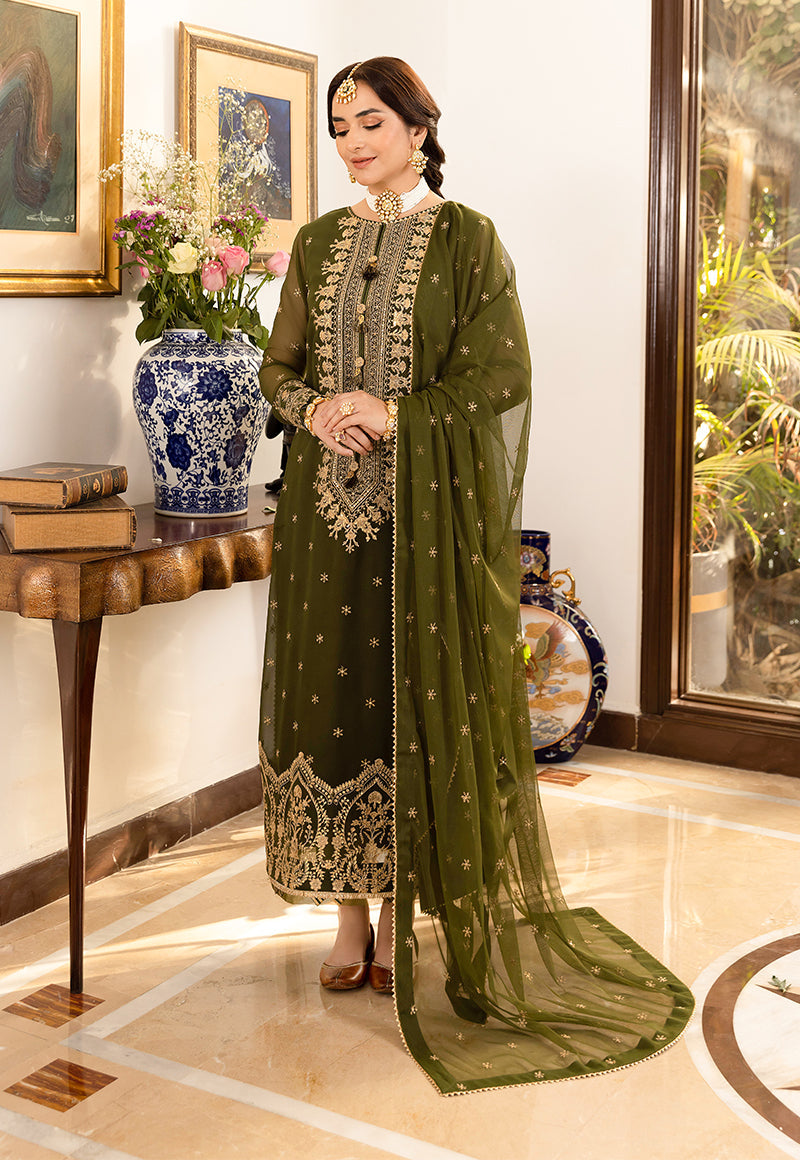 AJSM-43 EMBROIDERED CHIFFON GEORGETTE 3 PCS