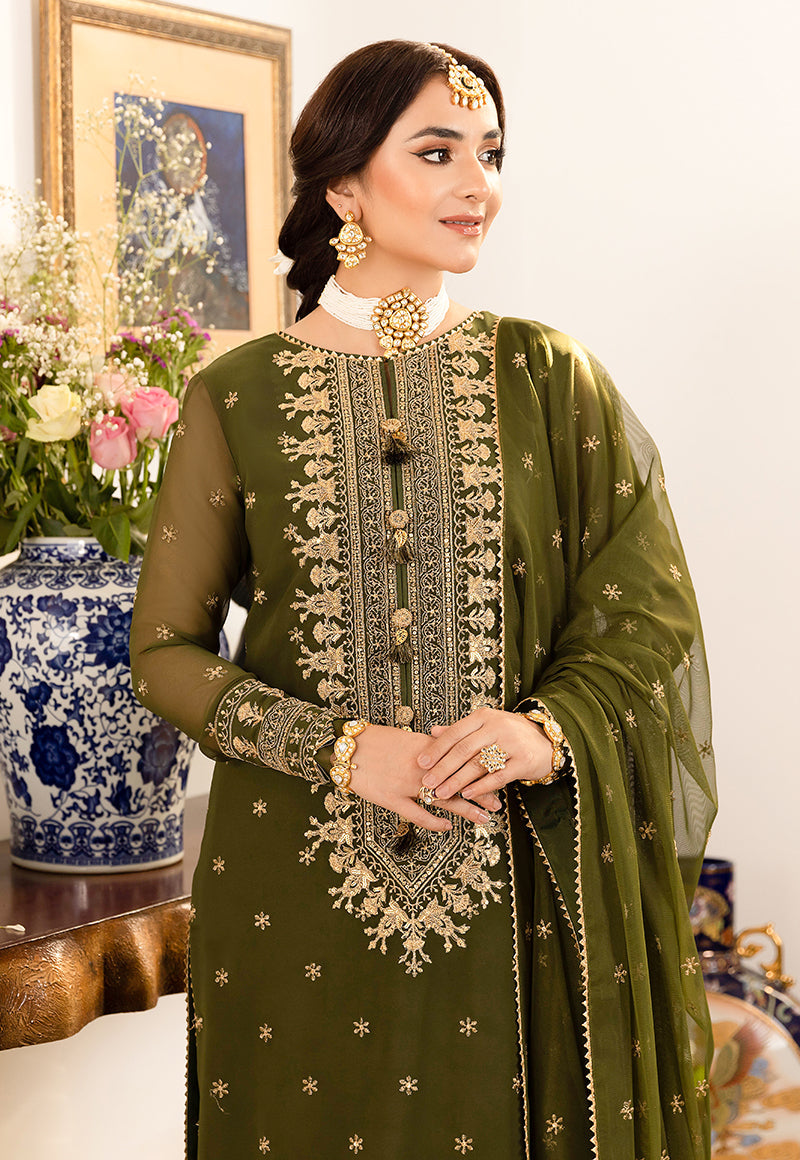 AJSM-43 EMBROIDERED CHIFFON GEORGETTE 3 PCS
