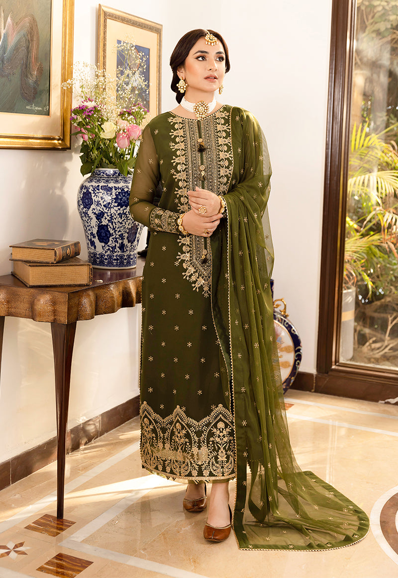 AJSM-43 EMBROIDERED CHIFFON GEORGETTE 3 PCS