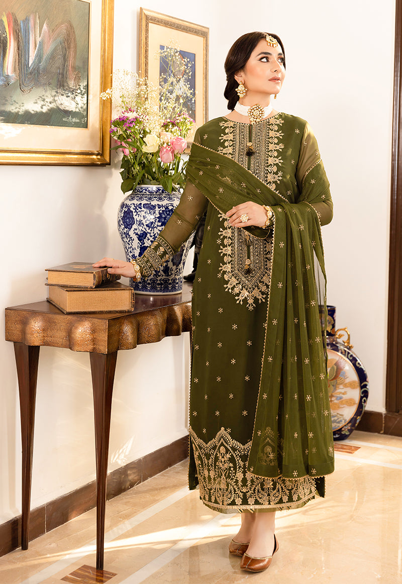 AJSM-43 EMBROIDERED CHIFFON GEORGETTE 3 PCS