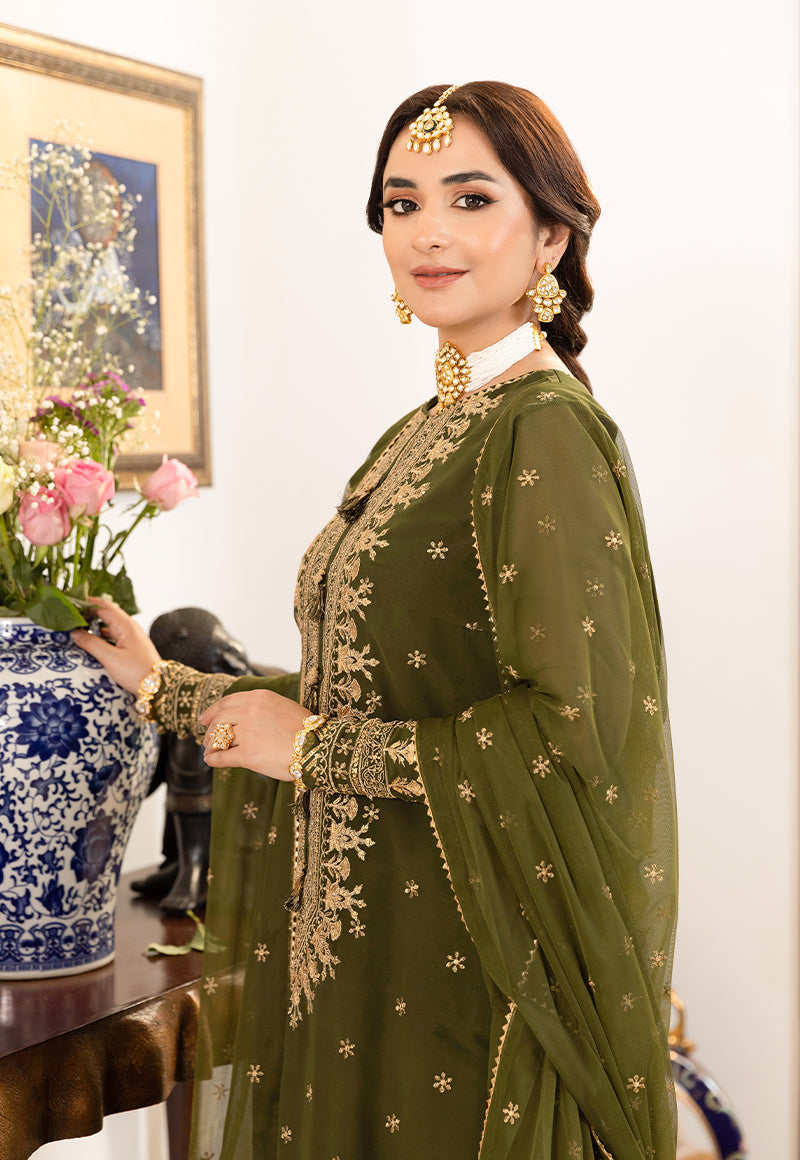 AJSM-43 EMBROIDERED CHIFFON GEORGETTE 3 PCS