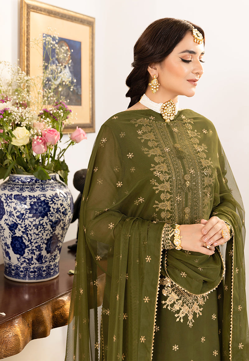 AJSM-43 EMBROIDERED CHIFFON GEORGETTE 3 PCS