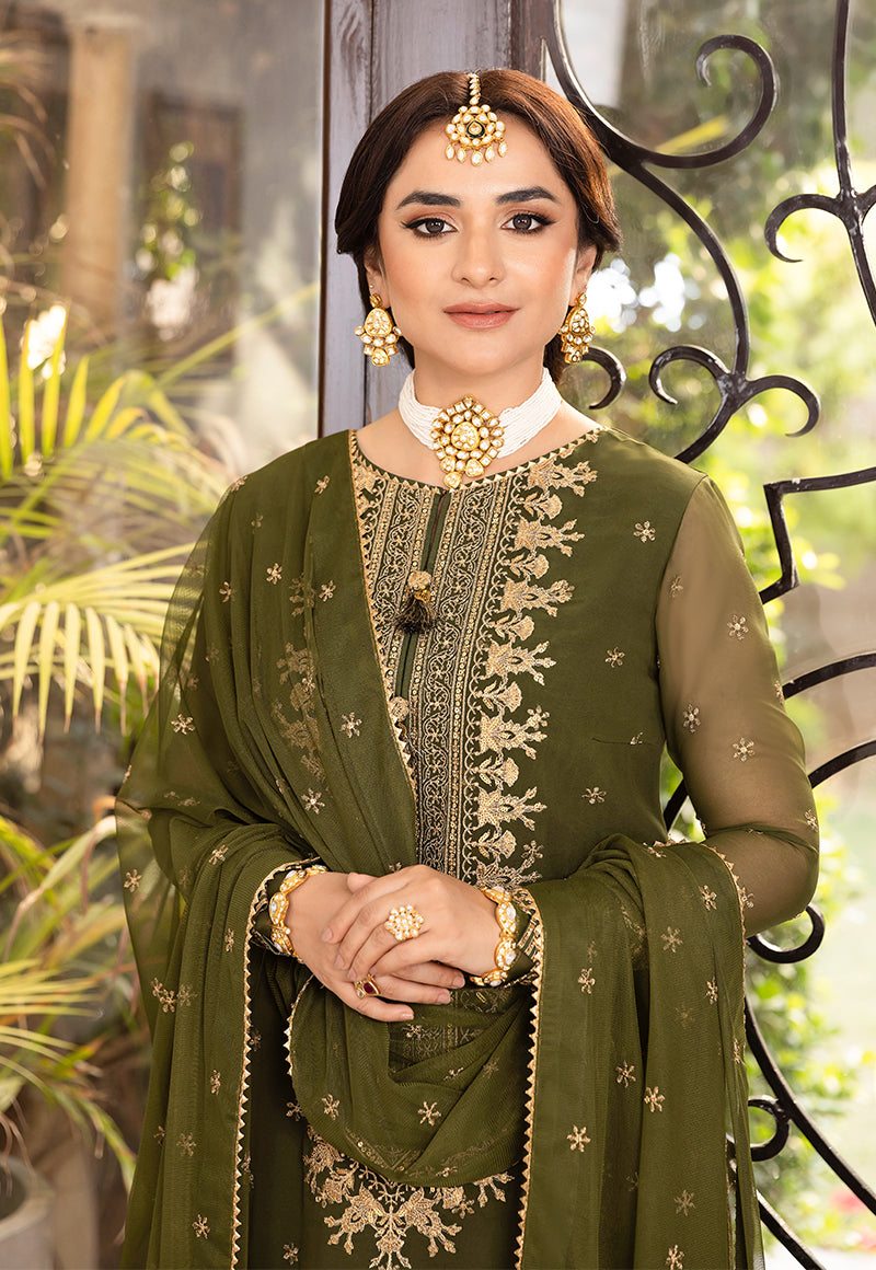 AJSM-43 EMBROIDERED CHIFFON GEORGETTE 3 PCS