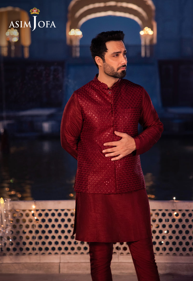 AJMS-18 EMBROIDERED INDIAN RAW SILK 3 PCS