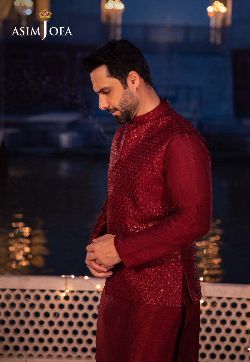 AJMS-18 EMBROIDERED INDIAN RAW SILK 3 PCS