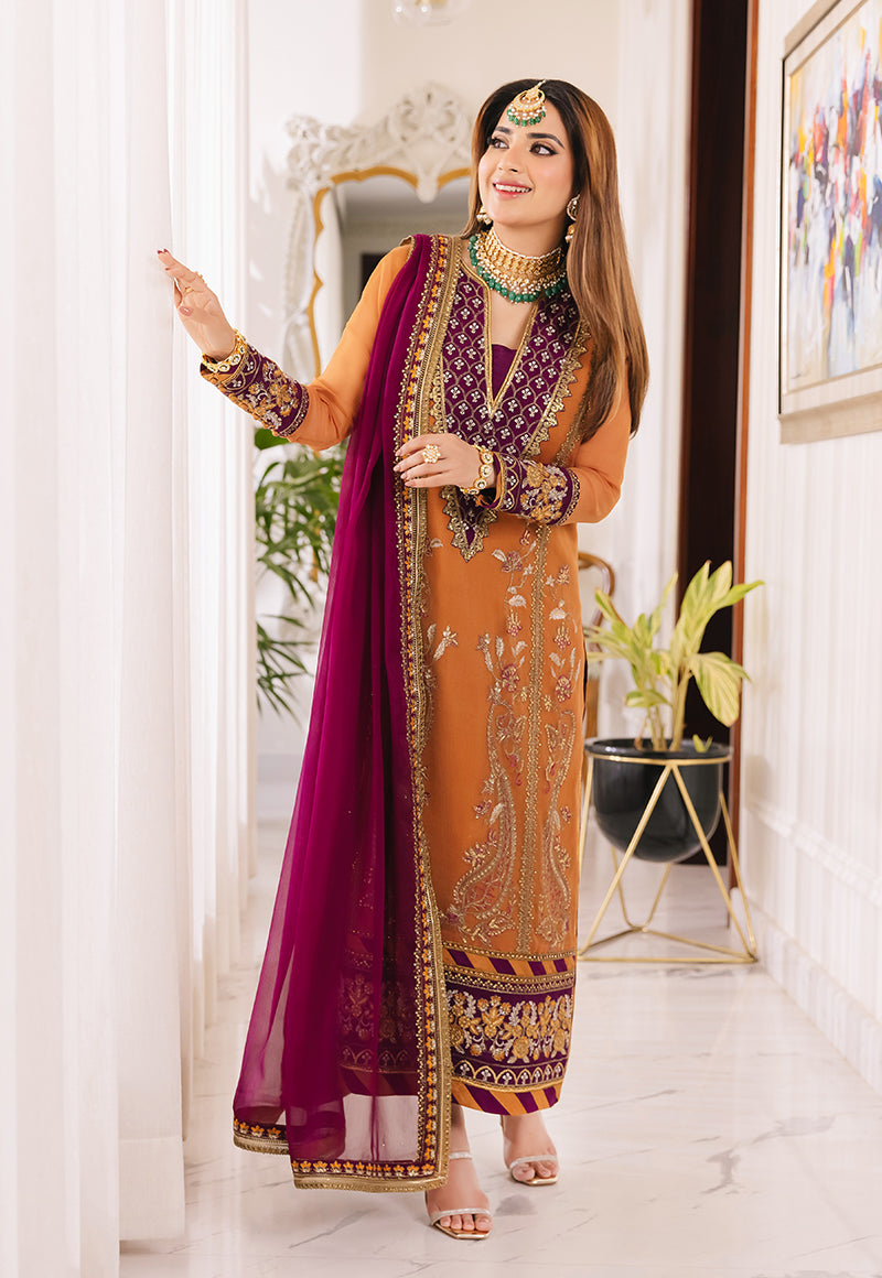 AJSM-38 EMBROIDERED CHIFFON 3 PCS