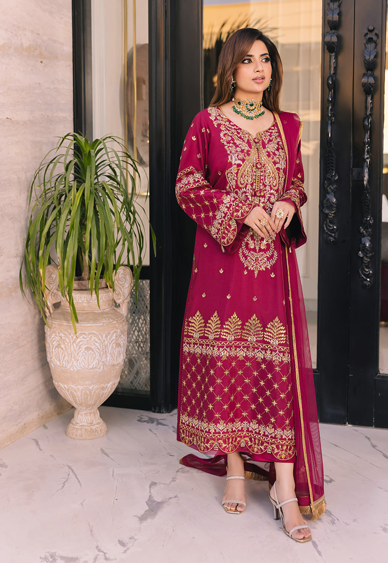 AJSM-46 EMBROIDERED CHIFFON GEORGETTE 3 PCS