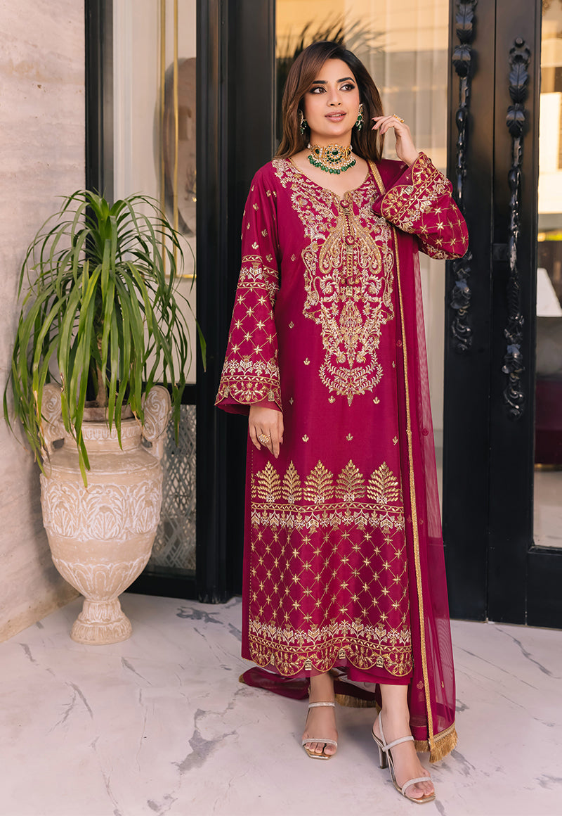 AJSM-46 EMBROIDERED CHIFFON GEORGETTE 3 PCS