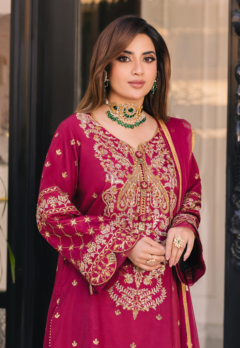 AJSM-46 EMBROIDERED CHIFFON GEORGETTE 3 PCS