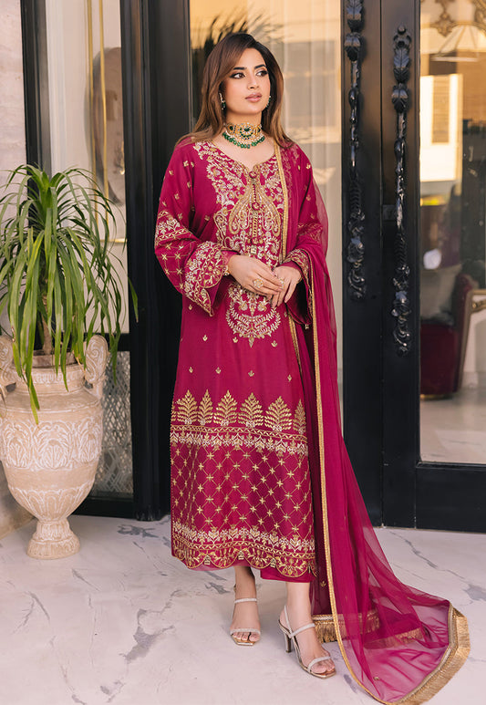 AJSM-46 EMBROIDERED CHIFFON GEORGETTE 3 PCS