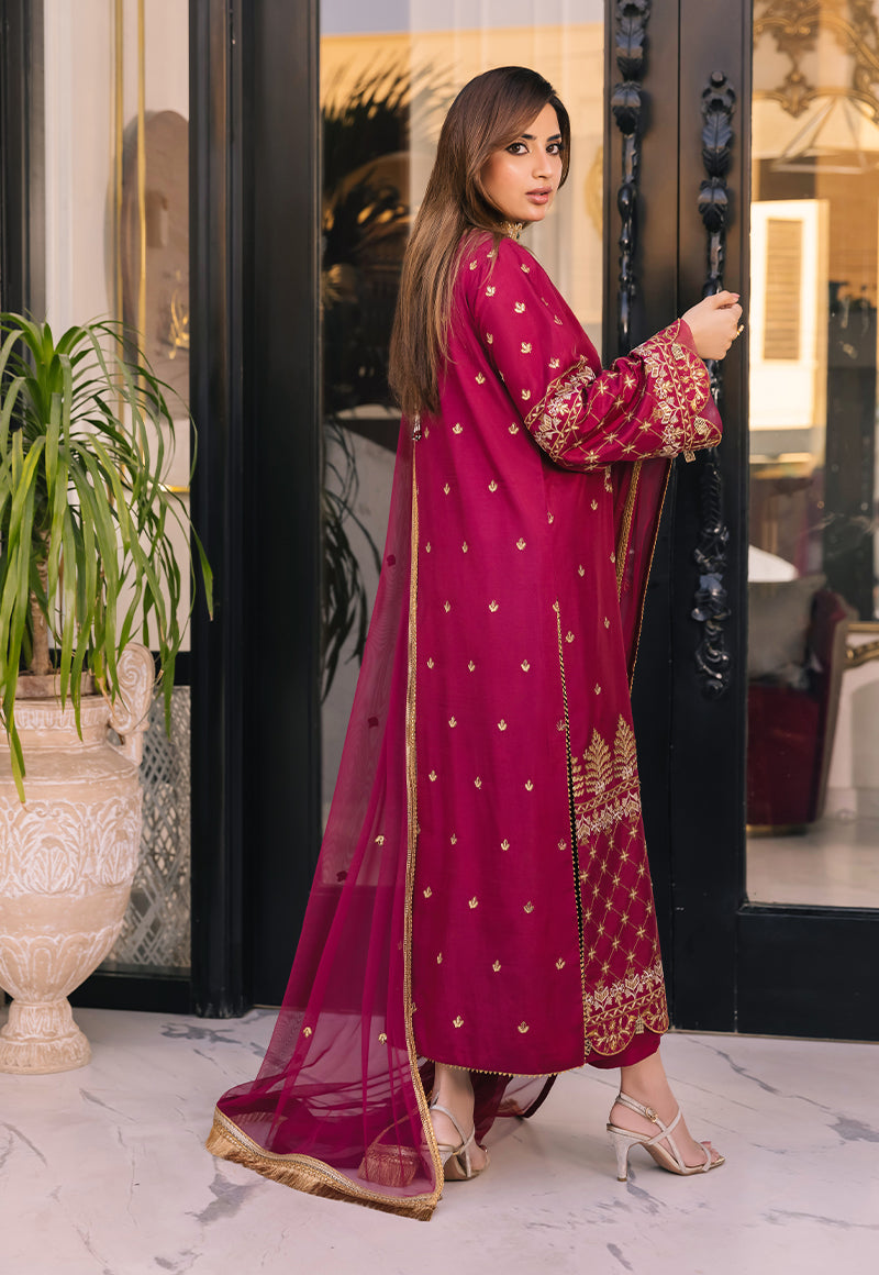 AJSM-46 EMBROIDERED CHIFFON GEORGETTE 3 PCS