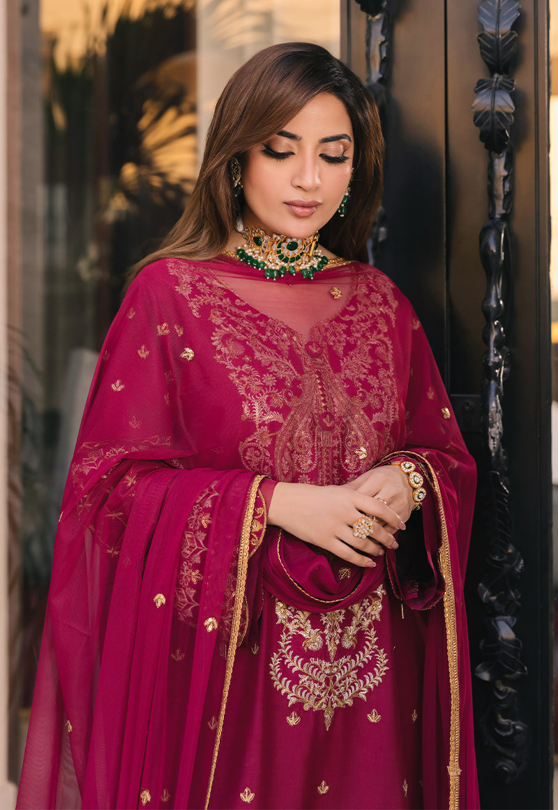AJSM-46 EMBROIDERED CHIFFON GEORGETTE 3 PCS